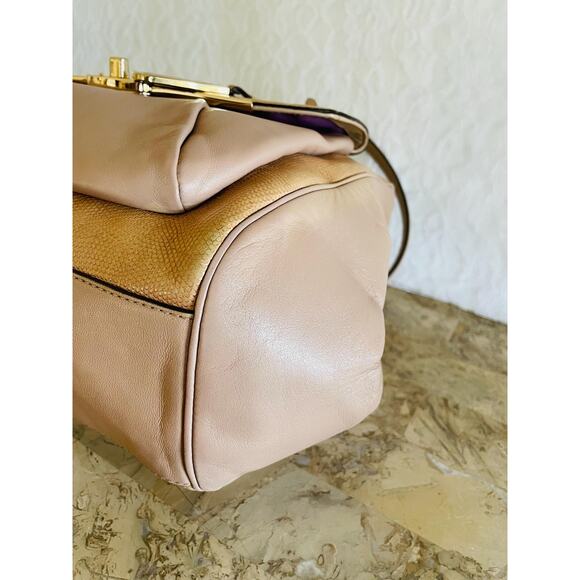 Coach Madison Madeline spectator Lizard Emb Leather Shoulder Bag 26325 Tan - Picture 7 of 10